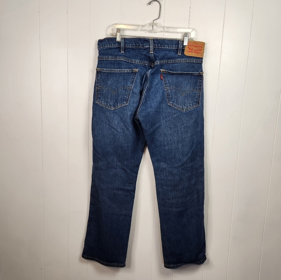 Levi's Mens Dark Wash Straight Leg Jeans Denim Stretch 34x30 34x29 Western - Picture 1 of 9